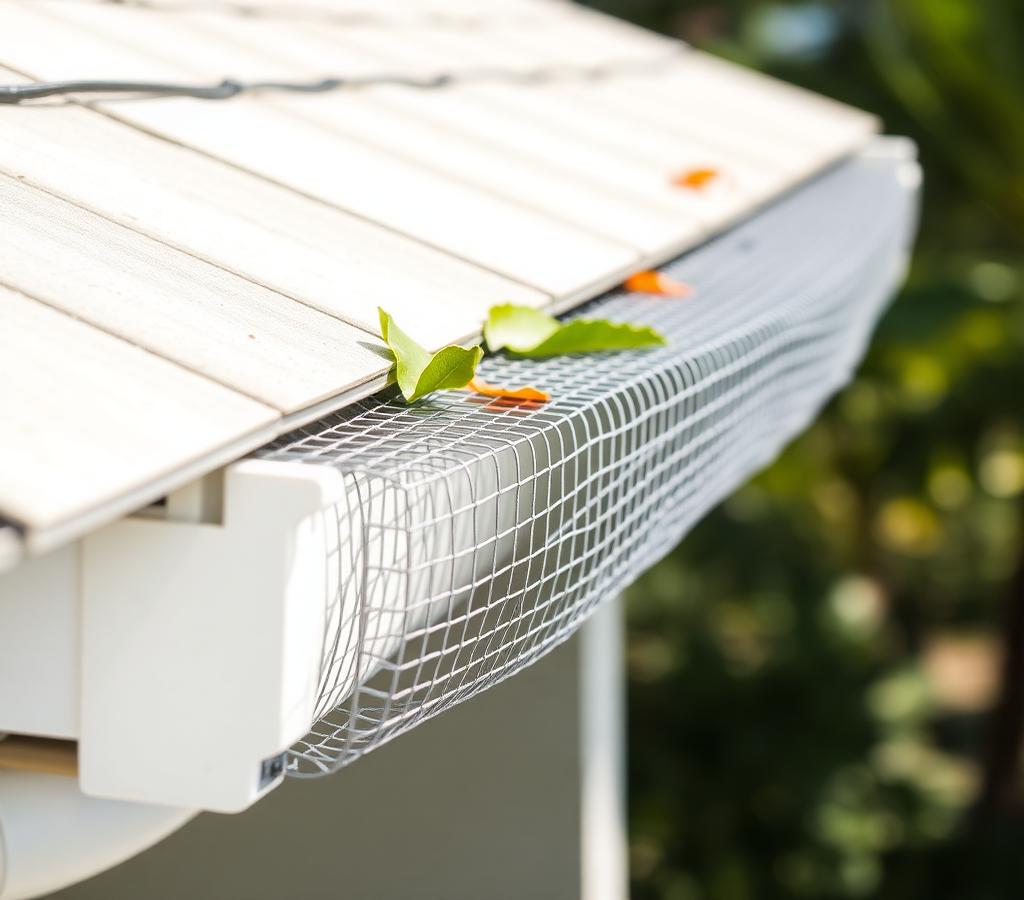 Gutter guard mesh keeping leaves out